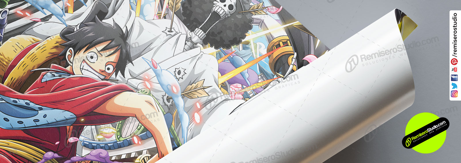 Impresión de Posters Anime - One Piece: Los Piratas de Sombrero de Paja (麦わら海賊団 Mugiwara Kaizokudan), impreso en fino papel trisol 135 gramos (tipo couche)
