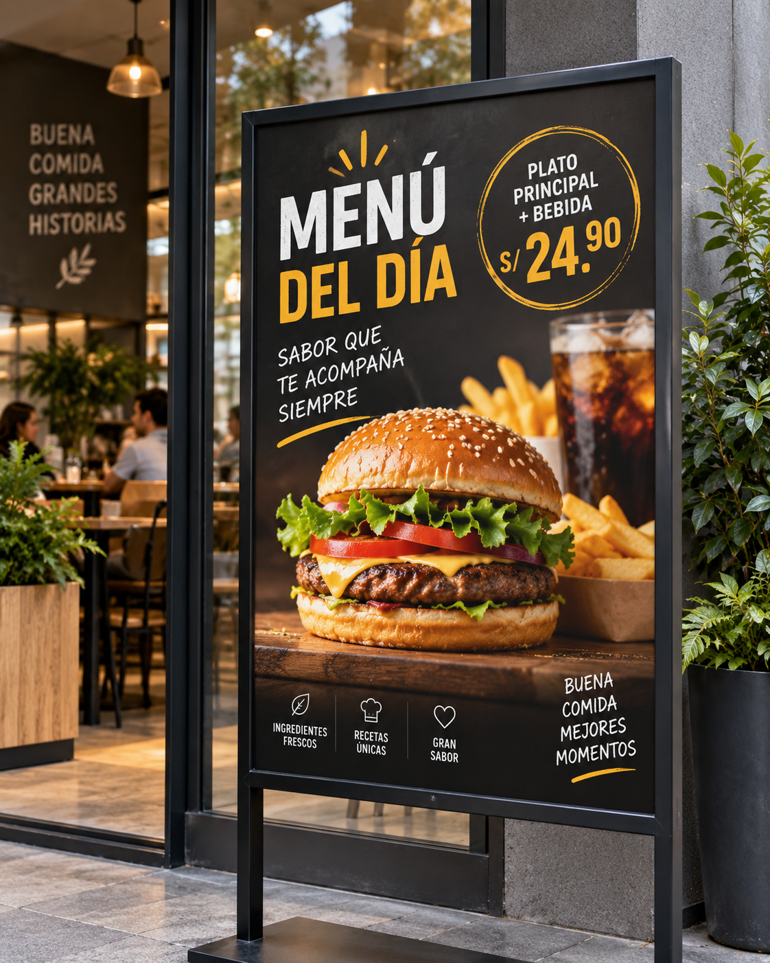 Impresión de afiche de menú del día en Papel Trisol para restaurante