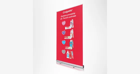 Roll screen de 1.20 × 2.00 metros con banner impreso