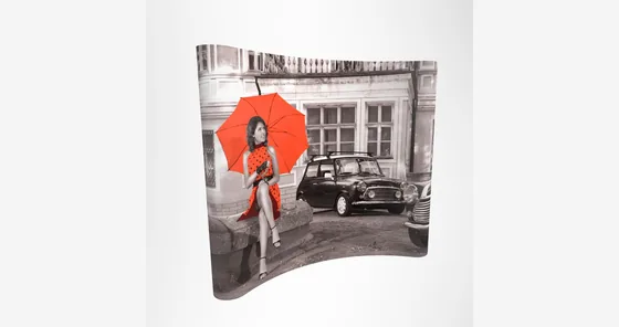 Backing curvo display wall pop up para ferias y eventos