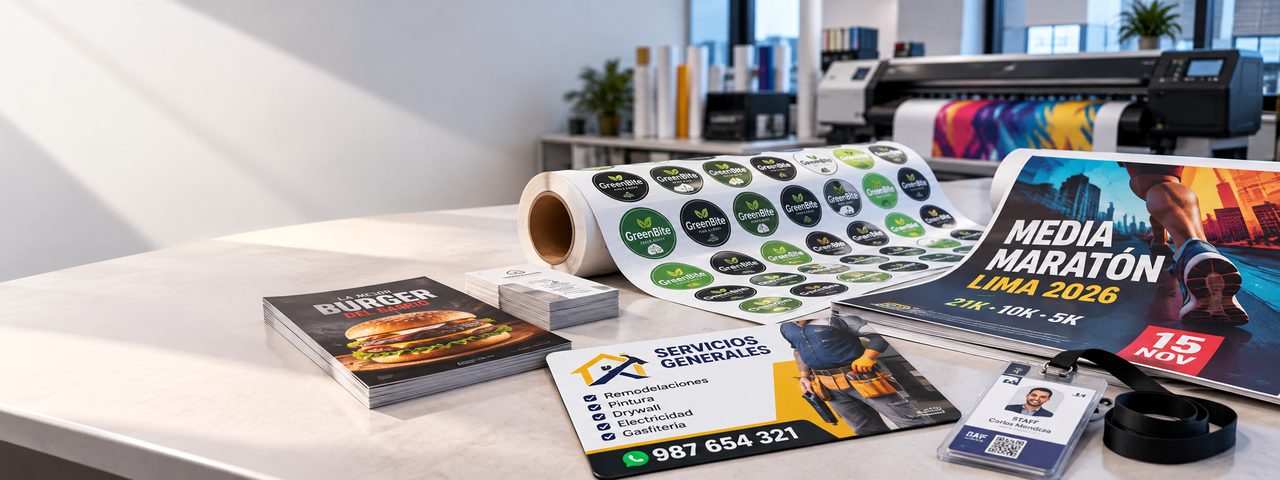 Stickers, afiches, volantes, imantados y fotochecks impresos en el taller de RemiseroStudio en Lima