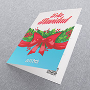 Lazo rojo navideño con guirnaldas verdes - Tarjetas de navidad para empresas Perú -  Navidad 2021 - 2022