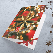Tarjeta adorno estrella de navidad con fondo rojo - Tarjetas Navideñas para empresas -  Navidad 2023