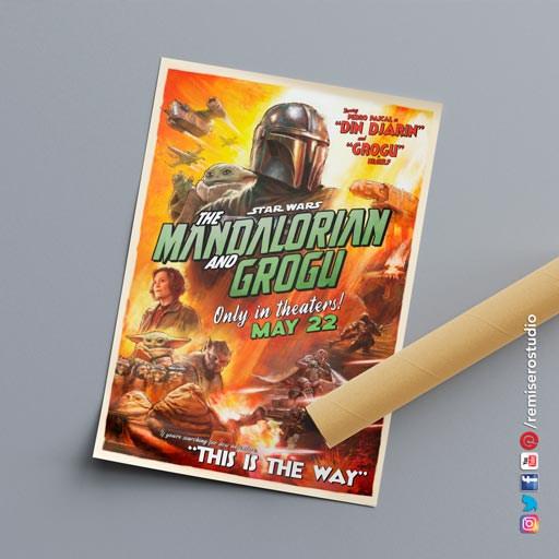 Póster de The Mandalorian y Grogu impreso en Lima en papel Trisol 150 gramos tamaño A1 alta resolución