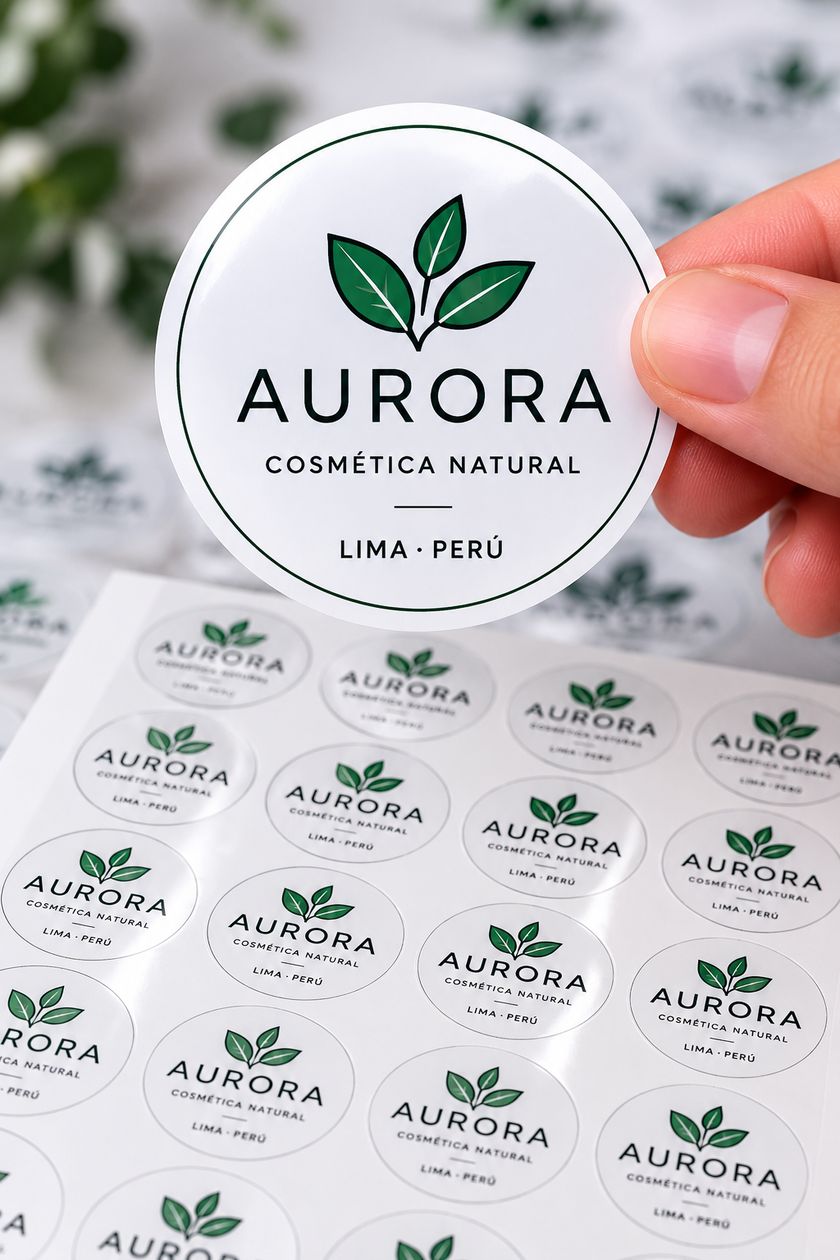 Pliego impreso de stickers en vinil blanco premium con semi-corte, listos para desglosar