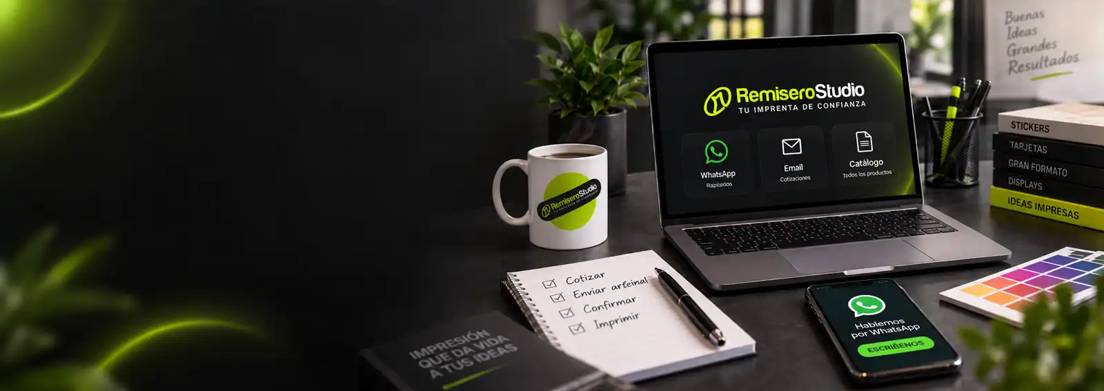Atención de RemiseroStudio: cotiza tu impresión por WhatsApp, email o catálogo